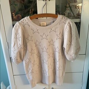 Elie. Elie Tahari Cream Star Knit Sweater euc sz S